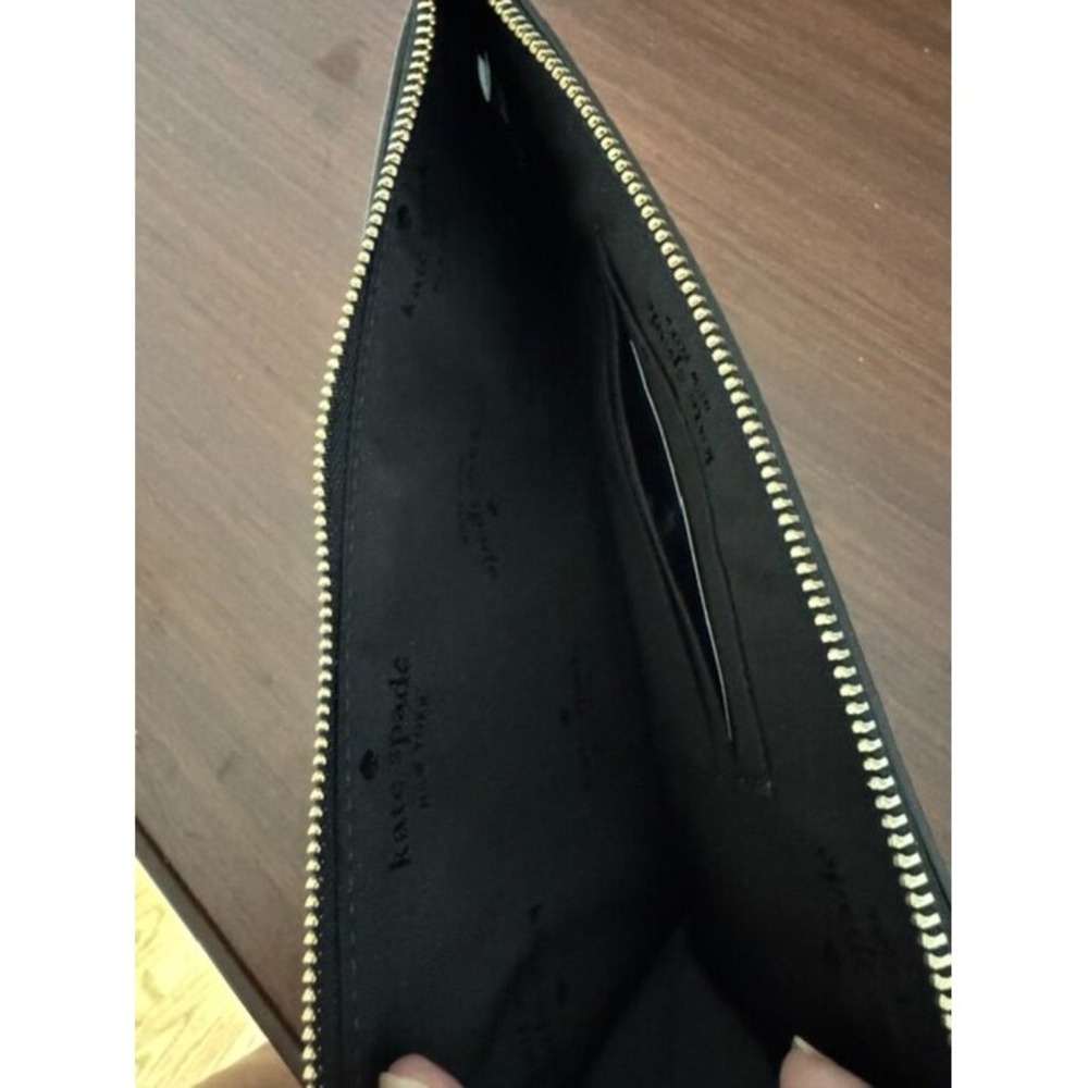 NWT Kate Spade Lucy Medium L Zip Wristlet Black Pebbled Leather KF574‎ - Picture 4 of 8
